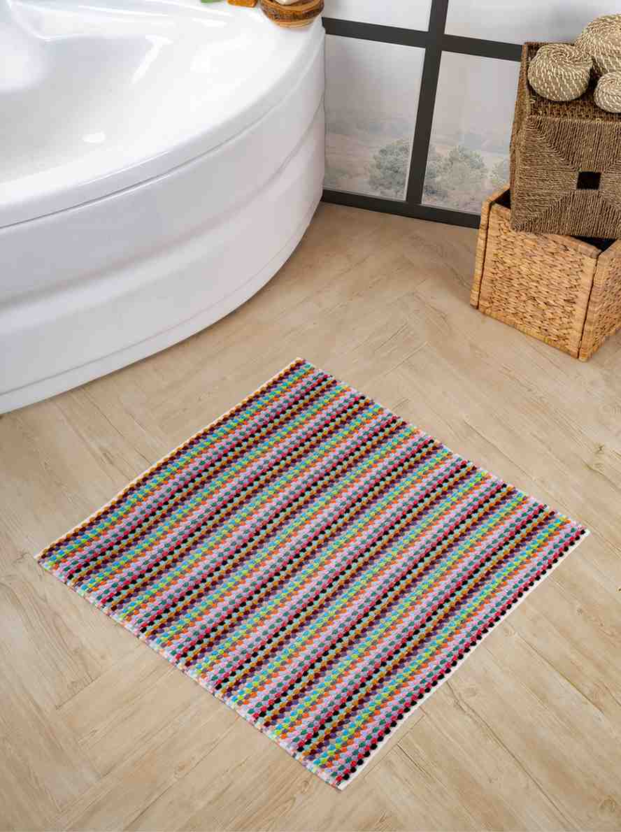 Pom Pom Bathmat | Plush Cotton Jacquard Bath Rug