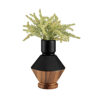 Milo Diamant Reverse Hourglass Two Tone Vase Black and Walnut - Anara Lifestyle