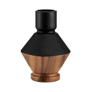 Milo Diamant Reverse Hourglass Two Tone Vase Black and Walnut - Anara Lifestyle