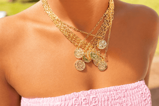 Mini 18K Gold Plated Beach Tag Charm Necklace