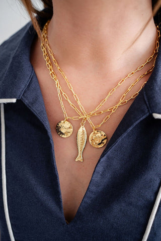 Mini 18K Gold Plated Beach Tag Charm Necklace
