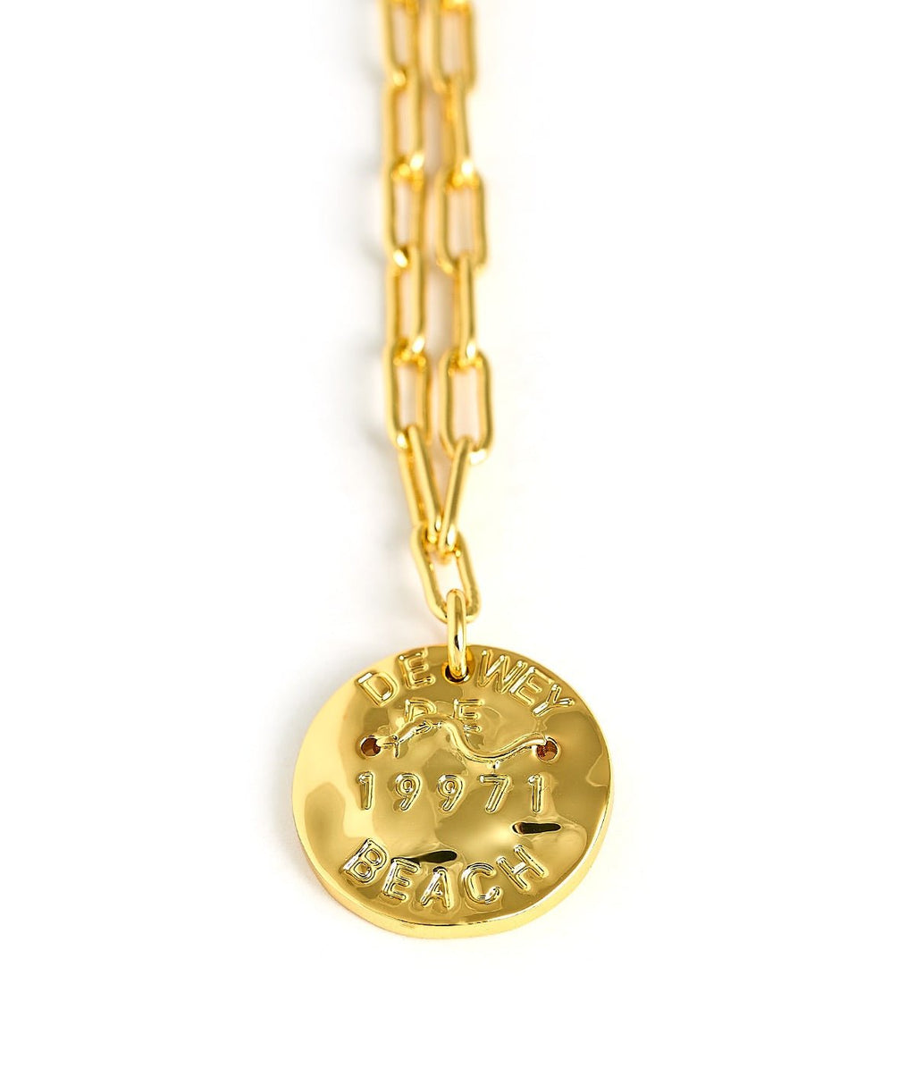Mini 18K Gold Plated Beach Tag Charm Necklace