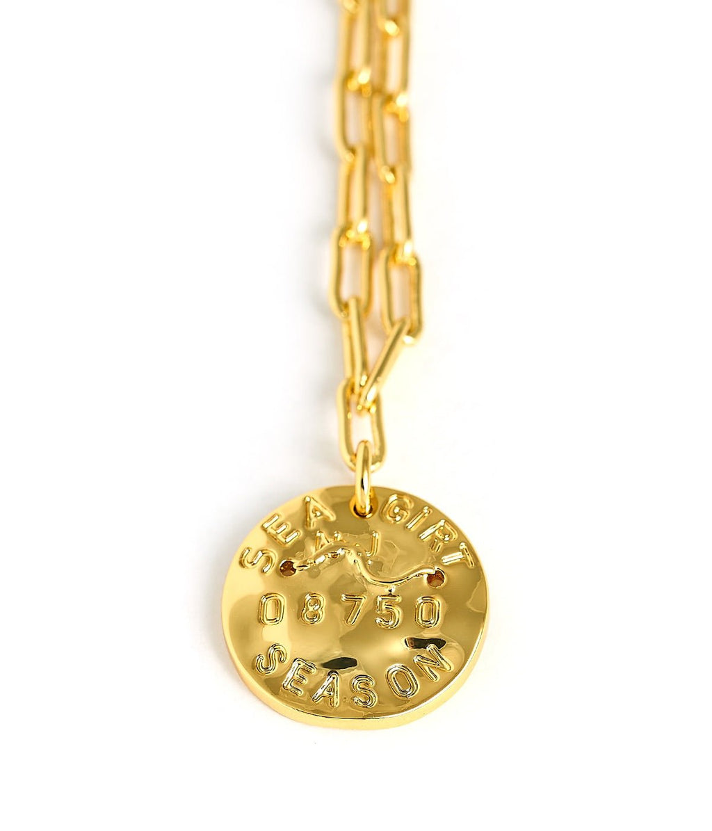 Mini 18K Gold Plated Beach Tag Charm Necklace