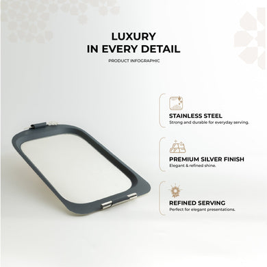 Mirral - Serving Tray - Dark Blue & Silver