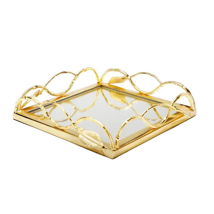 Mirror Napkin Holder With Gold Leaf Design - Anara Lifestyle