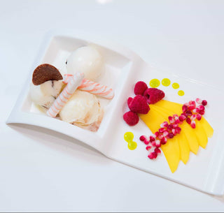 Sectional Salad Plate Set of 4 | Fine Bone China Divided Serving Plates