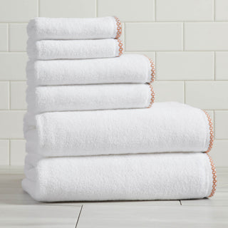 Elegant Cotton Border-Stitched Towel Set – Valery Collection (6-Piece)