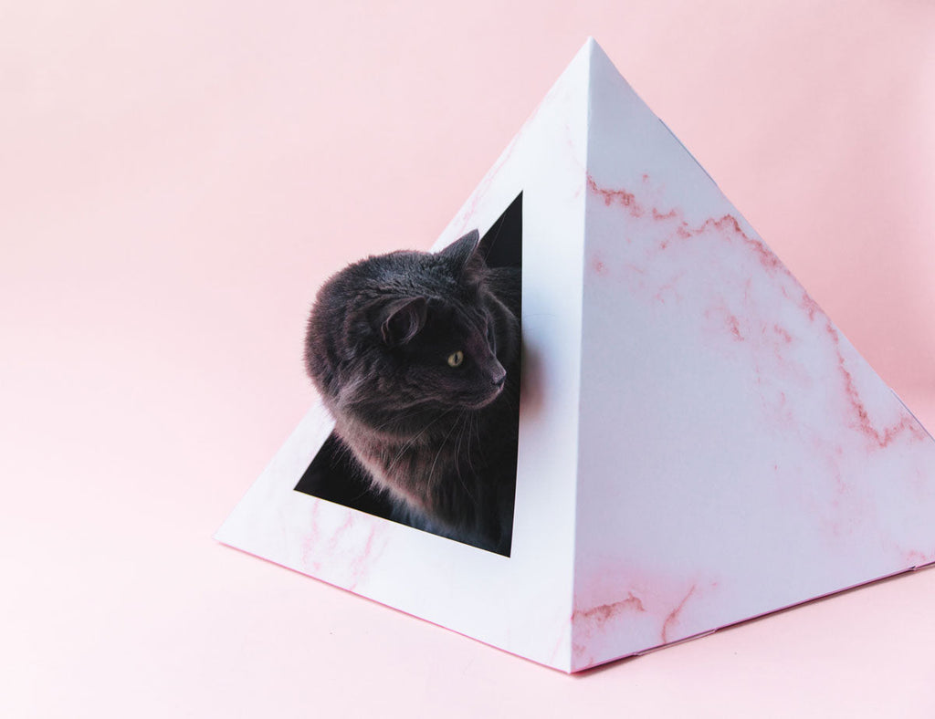 Rose Quartz Cardboard Cat Pyramid | Stylish Eco-Friendly Cat Hideaway