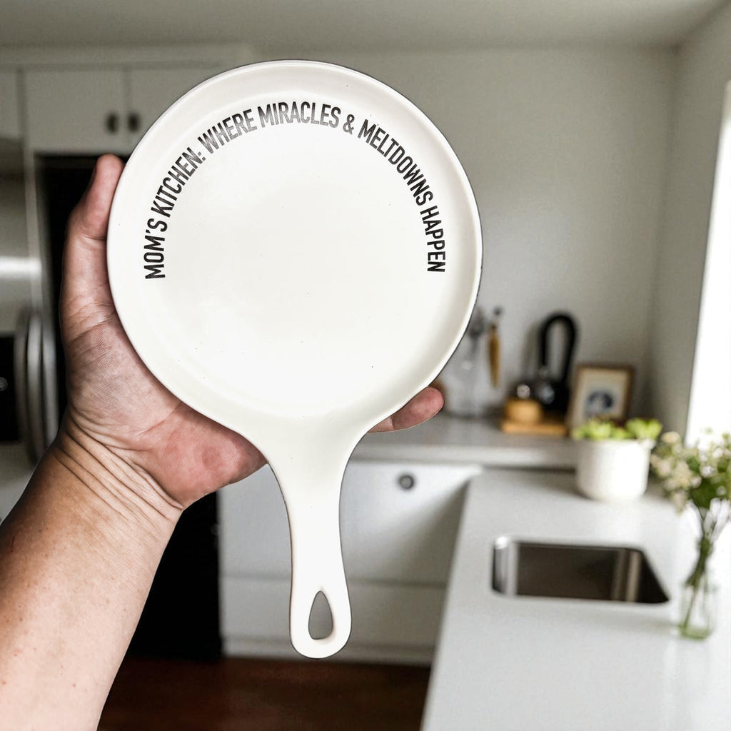 Funny Mom Spoon Rest with Wooden Spoon – Porcelain Kitchen Spoon Holder Gift for Moms