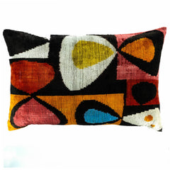Moonlight Silk Velvet Ikat Throw Pillow Cover, 16 x 24