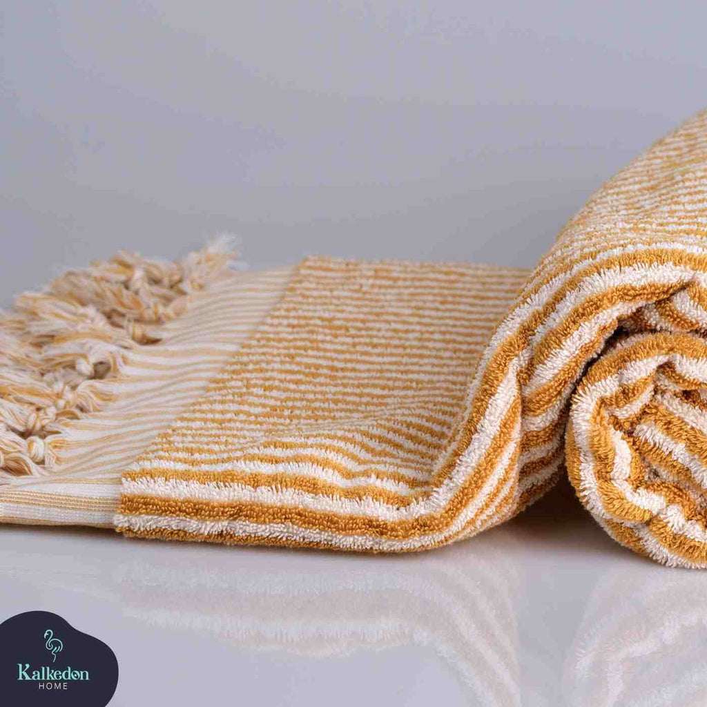 Striped Bath Towel | Organic Turkish Cotton Plush Jacquard Towel