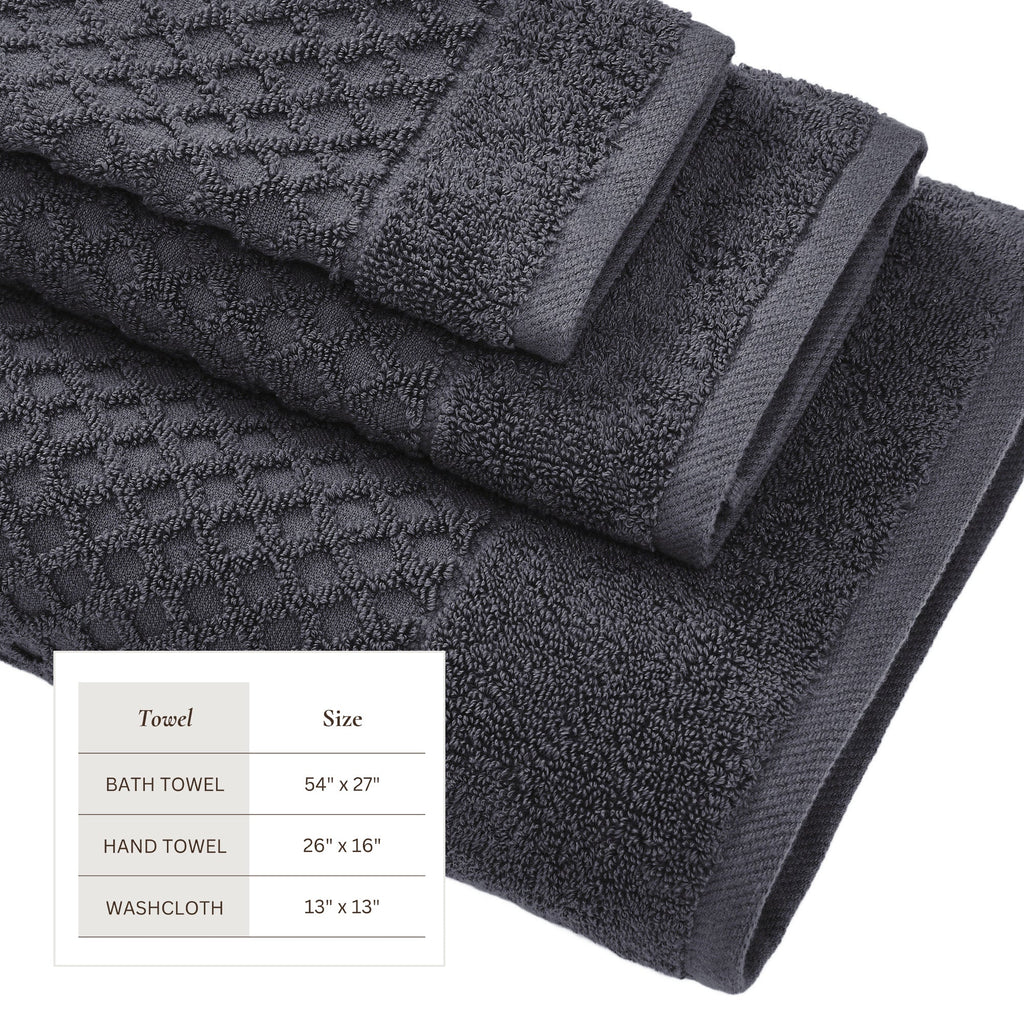 Grayson Cotton Diamond Waffle Weave Bath Towel Set
