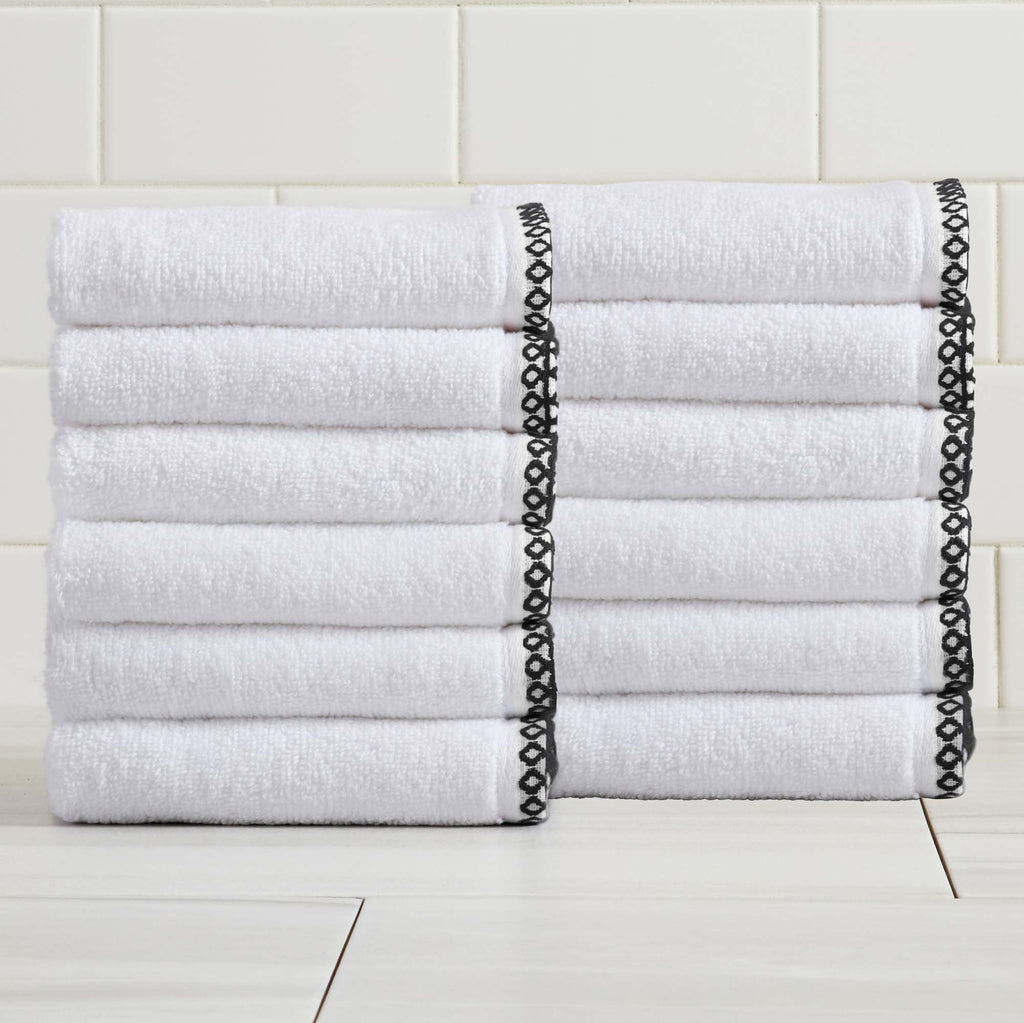 Elegant Cotton Border-Stitched Towel Set – Valery Collection (6-Piece)