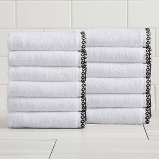 Elegant Cotton Border-Stitched Towel Set – Valery Collection (6-Piece)