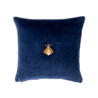 Navy Bee Silk Velvet Throw Pillow Cover, 12 x 12