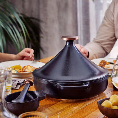 Nori Authentic Cast Iron Moroccan Tagine – Traditional Tagine Pot for Slow Cooking
