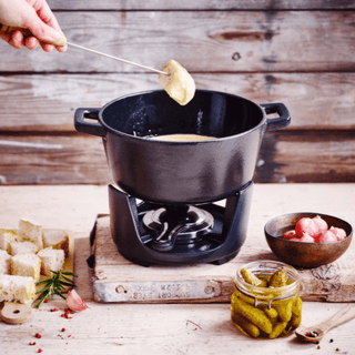 Nori Cast Iron 8-Piece Fondue Set 2 QT – Classic Fondue Pot for Cheese & Chocolate