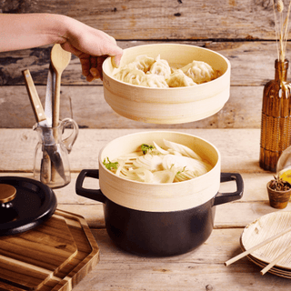 Nori Cast Iron Cocotte with Steamer Inserts – Multi-Purpose Dutch Oven with Steamer