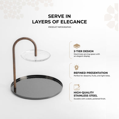 Nourhan - 2 Tier Plate - Black Walnut