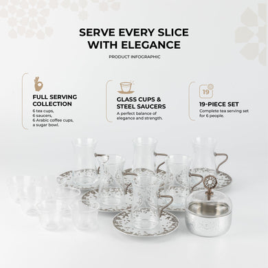 Nourhan -  Tea Set (19-Pc) - Bronze & Silver