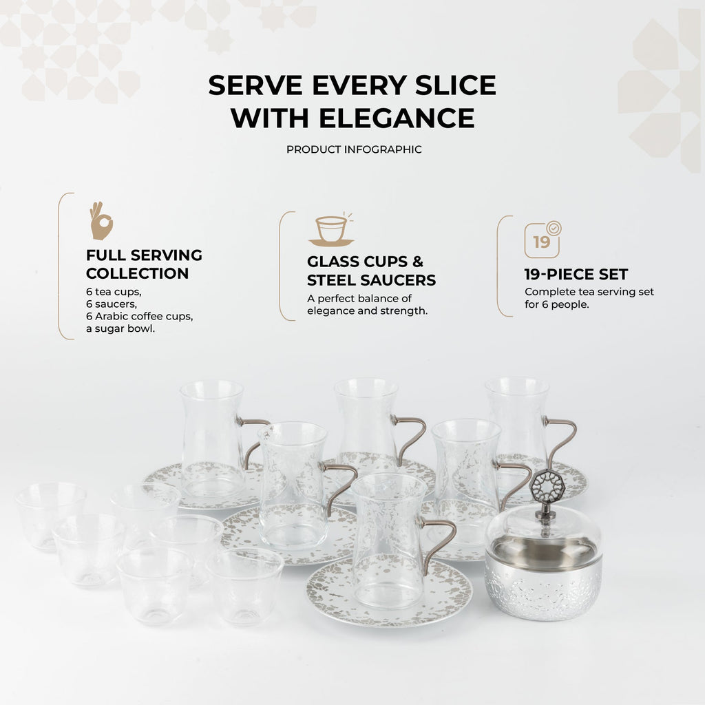 Nourhan -  Tea Set (19-Pc) - Silver
