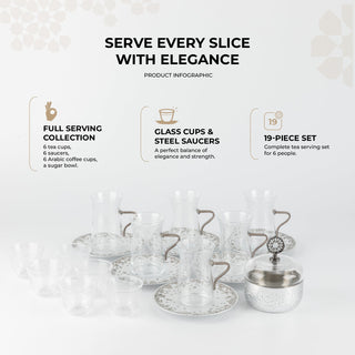 Nourhan -  Tea Set (19-Pc) - Silver