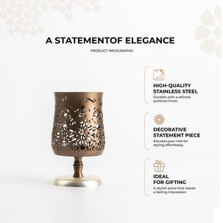 Nourhan - Medium Candle Holder  - Bronze & Silver