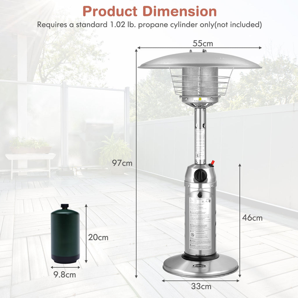 11,000 BTU Portable Tabletop Propane Patio Heater – Black