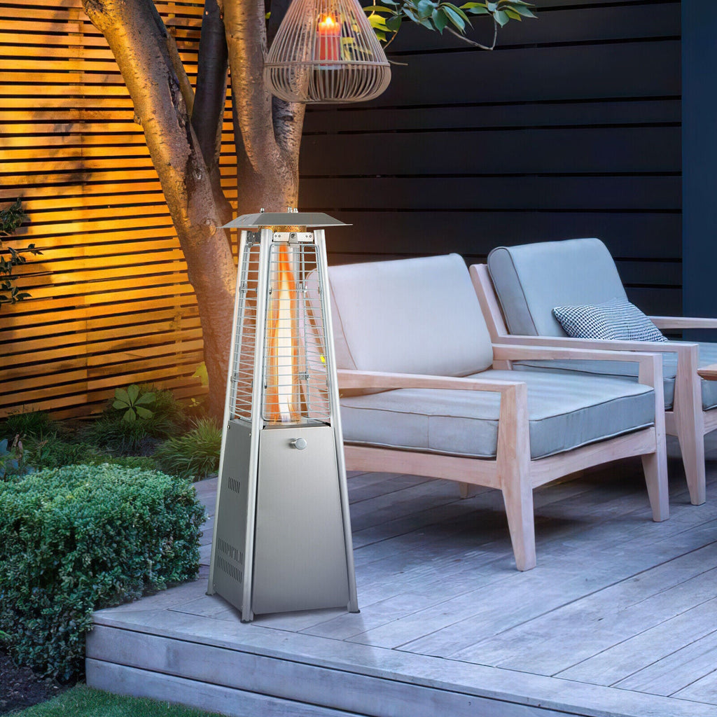 10,000 BTU Stainless-Steel Tabletop Propane Patio Heater with Glass Tube