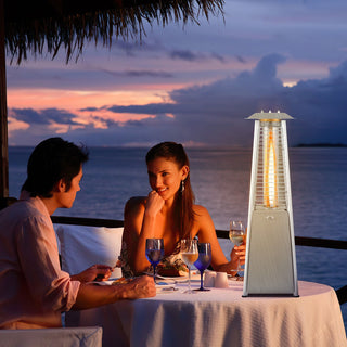 10,000 BTU Stainless-Steel Tabletop Propane Patio Heater with Glass Tube