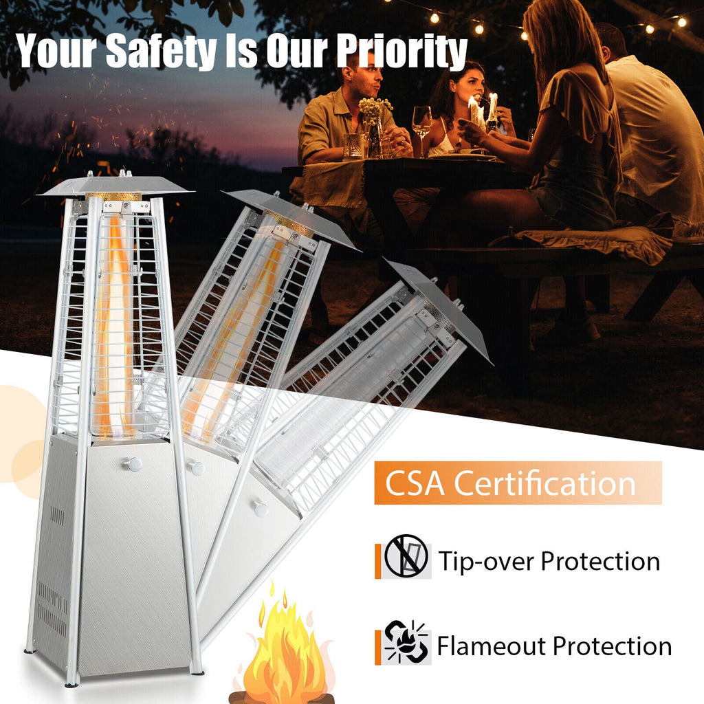10,000 BTU Stainless-Steel Tabletop Propane Patio Heater with Glass Tube