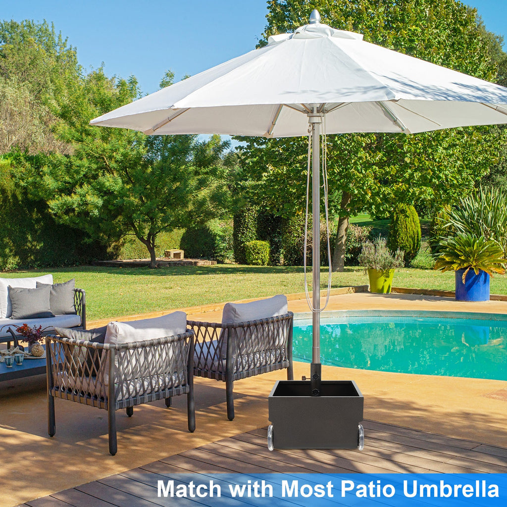 150-Lb. Rolling Patio Umbrella Base with Wheels and Built-In Planter