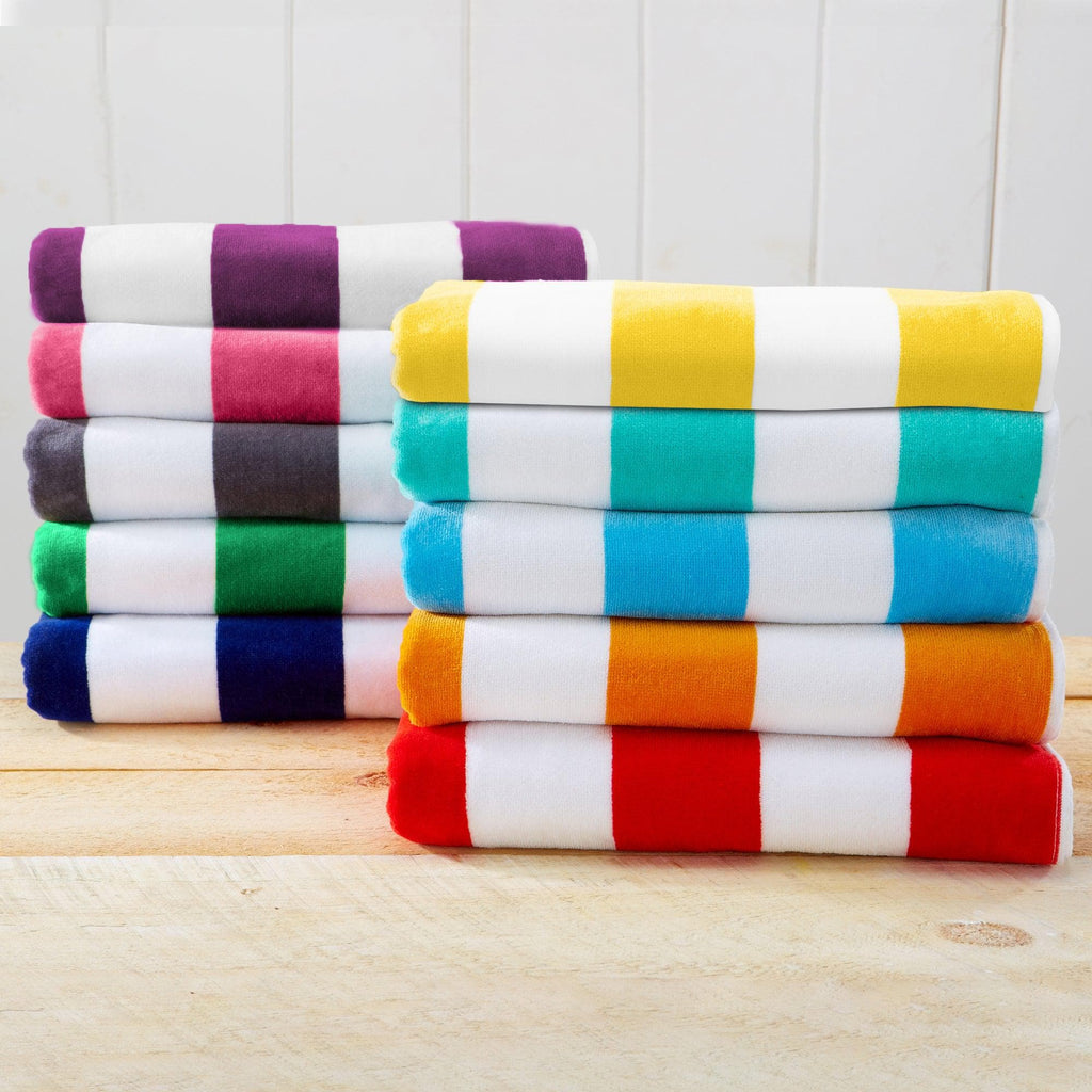 Elegant Cotton Velour Cabana Stripe Beach Towel – Novia Collection