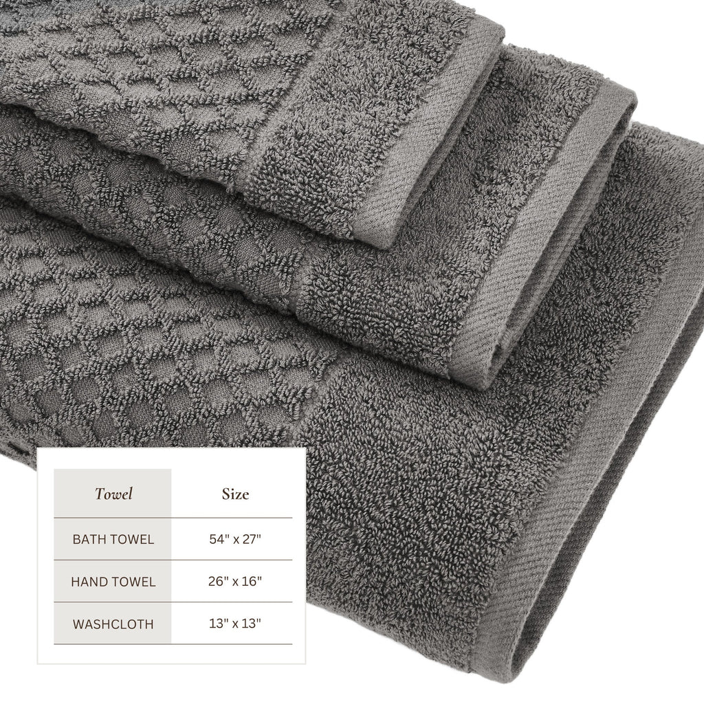 Grayson Cotton Diamond Waffle Weave Bath Towel Set