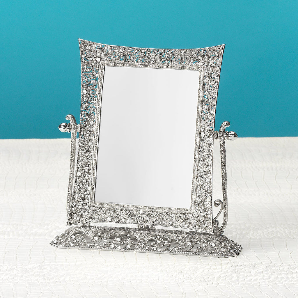 Silver Windsor Magnified Standing Vanity Mirror