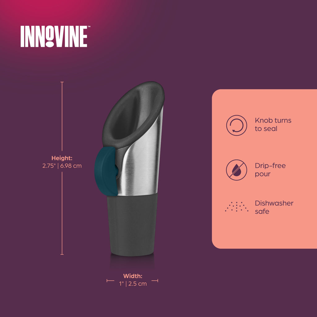 Wine Pourer and Stopper in Deep Teal