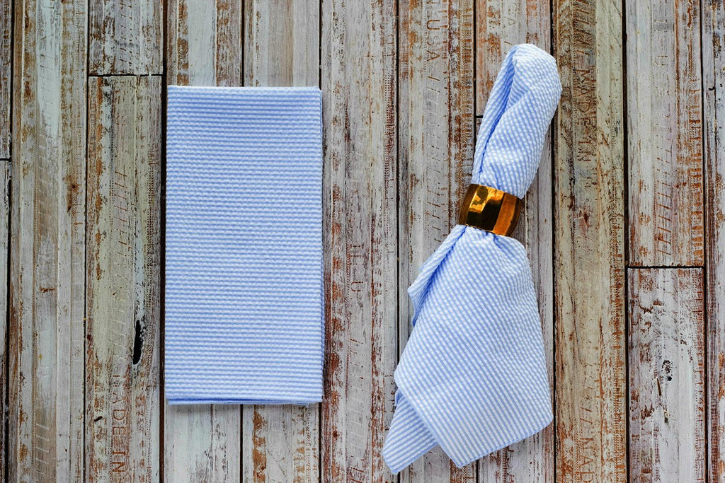 Elegant Seersucker Napkins Set – 4-Piece Cotton Blend Table Linen