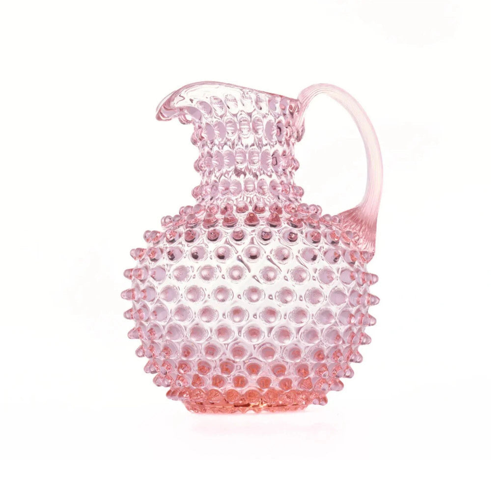 Hobnail Glass Jug in Petal Pink – 2 Liter