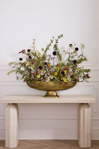 Emerson Pheasant Pedestal Centerpiece – Antique Gold