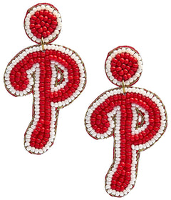 Phillies P - Fabric Backed Earrings