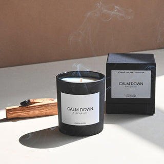 CALM DOWN Candle – Palo Santo Coconut Wax Candle for Relaxation & Grounding
