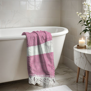 Haley Diamond Turkish Cotton Towel – Jacquard Diamond or Stripe Design (200 GSM)