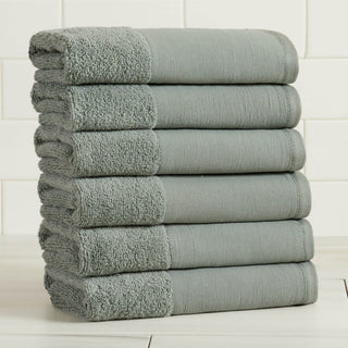 Cotton Linen-Like Border 6-Piece Towel Set - Priya Collection