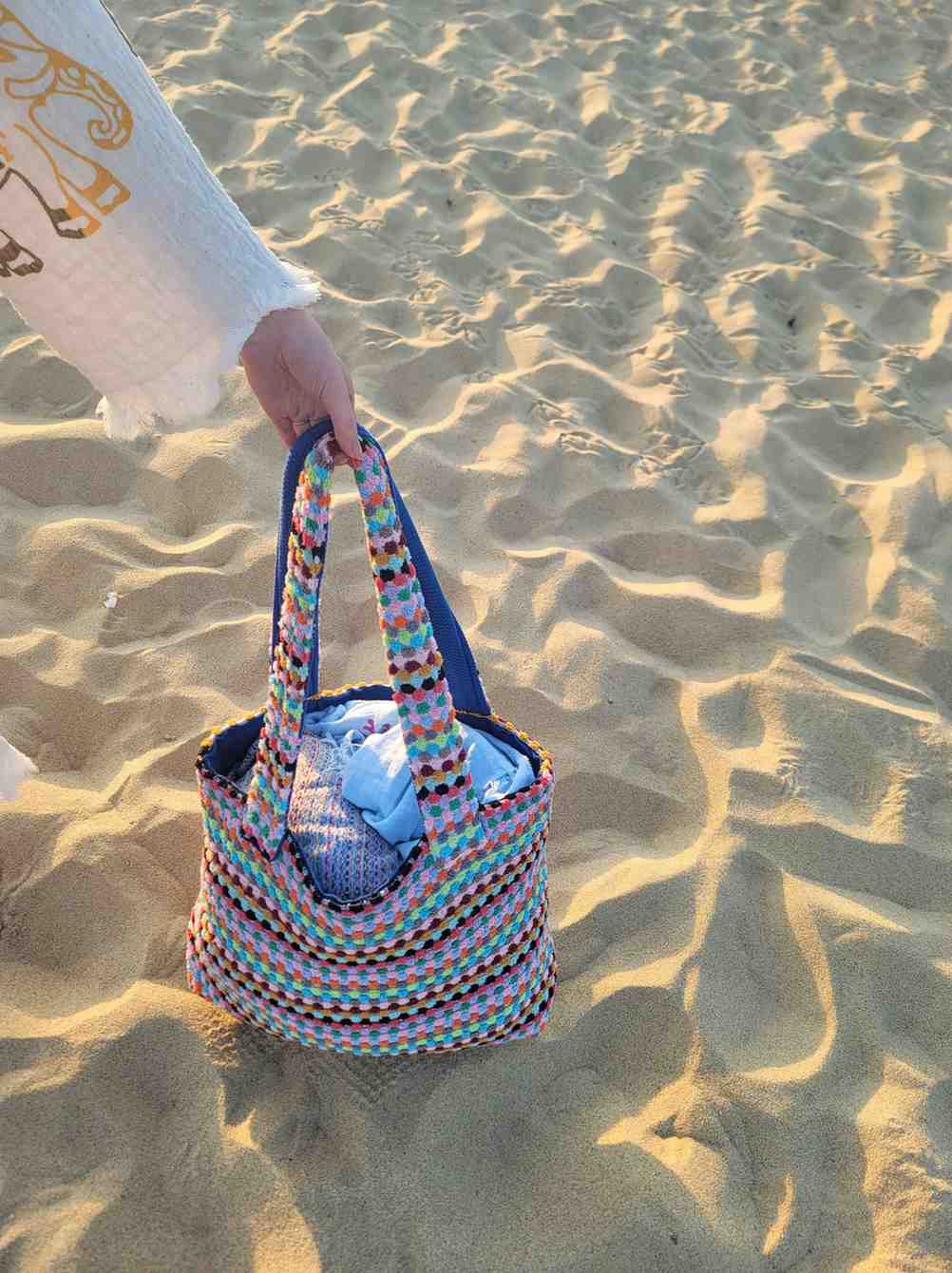 Pom Pom Tote Bag | Handwoven Cotton Beach & Travel Bag
