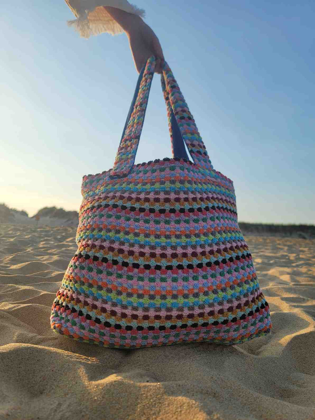 Pom Pom Tote Bag | Handwoven Cotton Beach & Travel Bag