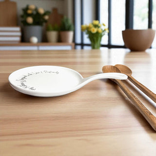 Funny Chef Spoon Rest with Wooden Spoon – Porcelain Kitchen Spoon Holder Gift
