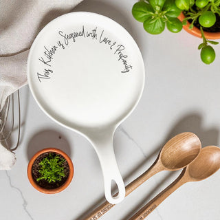 Funny Chef Spoon Rest with Wooden Spoon – Porcelain Kitchen Spoon Holder Gift
