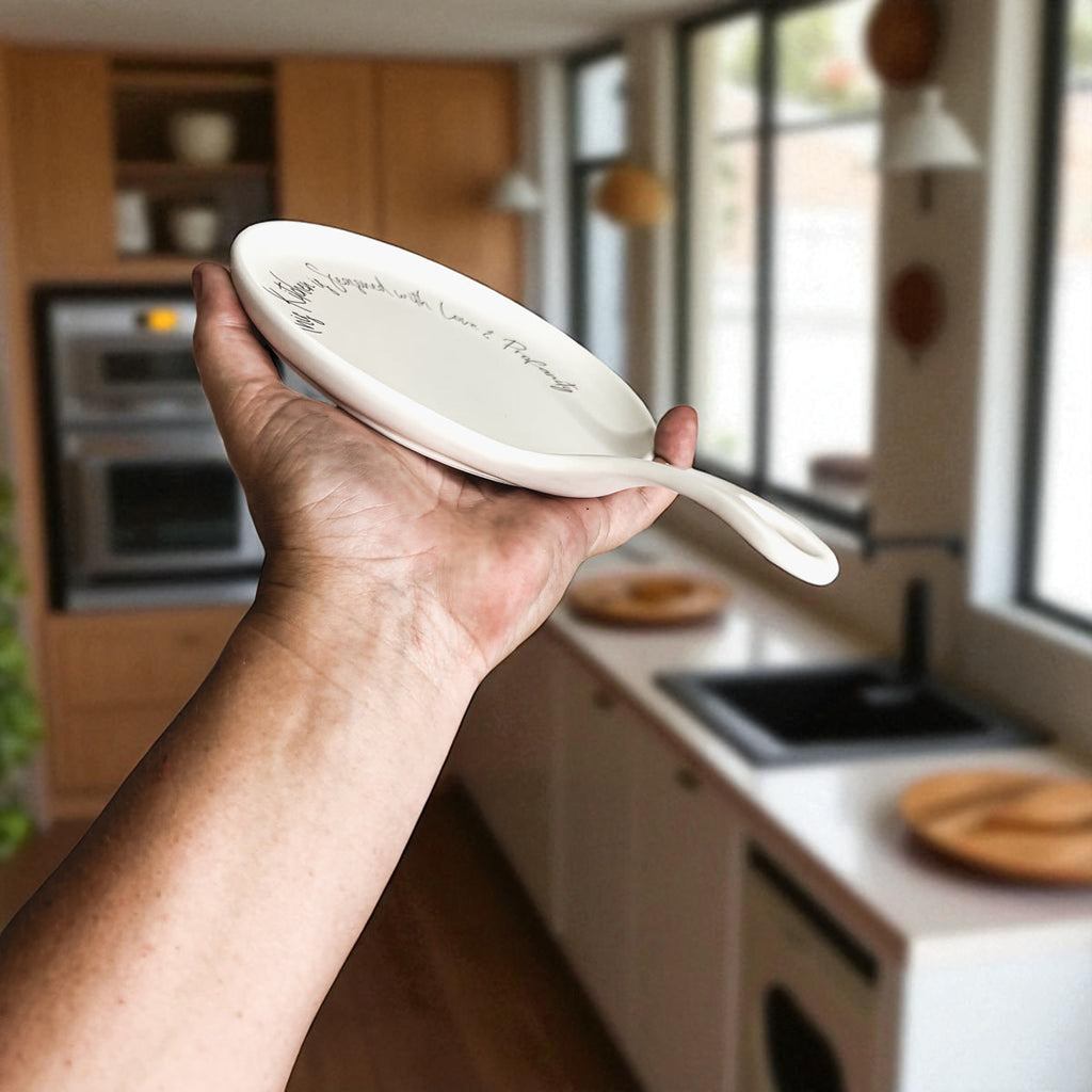 Funny Chef Spoon Rest with Wooden Spoon – Porcelain Kitchen Spoon Holder Gift