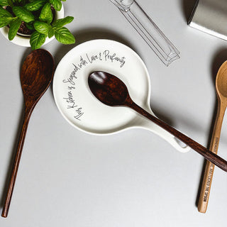 Funny Chef Spoon Rest with Wooden Spoon – Porcelain Kitchen Spoon Holder Gift