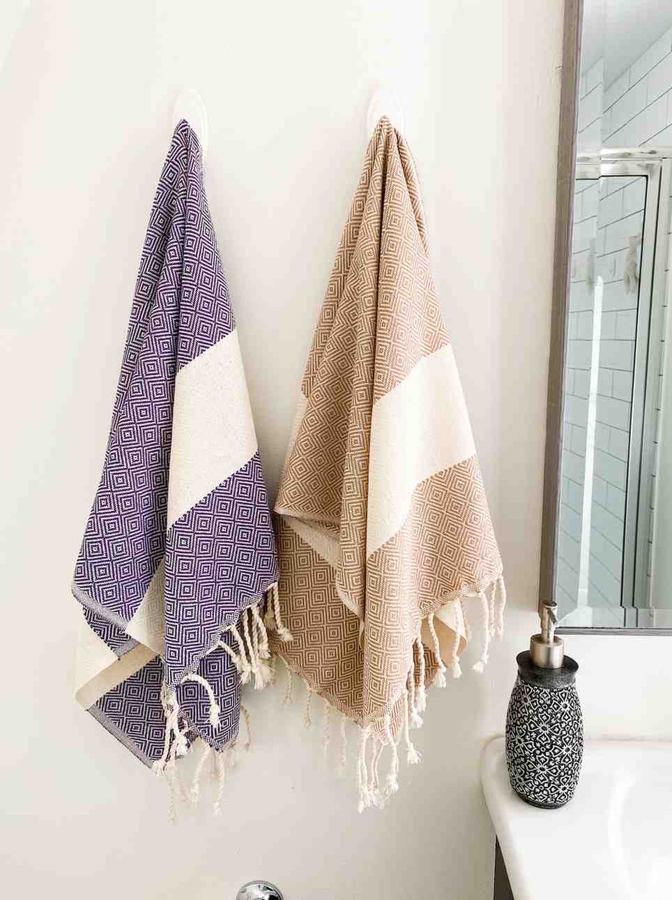 Diamond Hand Towel | Oversized Cotton Diamond Weave Towel